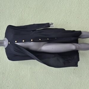 Chaus Dresses Ladies Elegant Black Pleated Dress W/Gold Button Accents